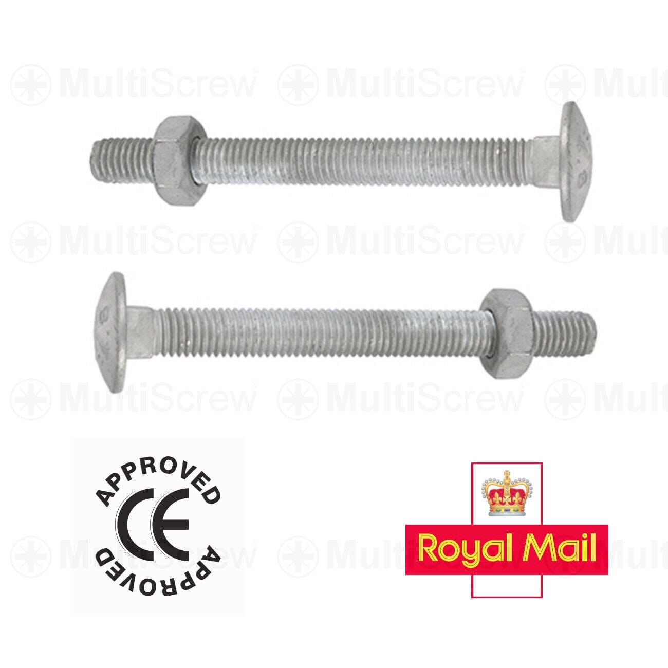 M12 Galvanised Cup Square Carriage Bolts Coach Screw Full Hex Nut 12Mm